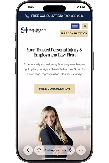 Professional personal injury lawyer reviewing digital marketing analytics and case intake growth on laptop