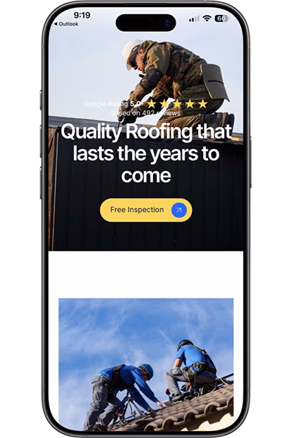 Roofing contractor reviewing digital marketing results on laptop with Los Angeles SEO