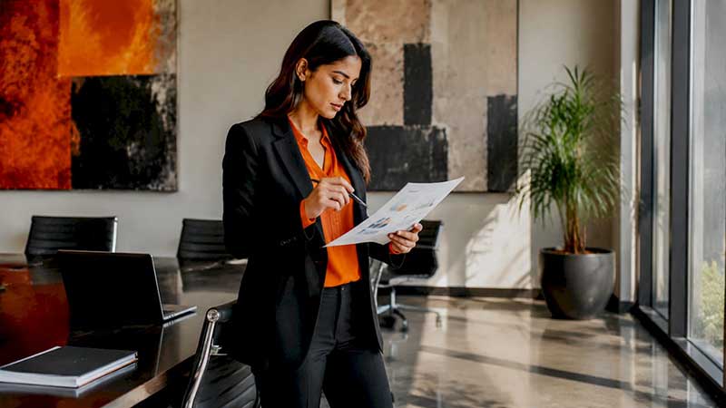 a professional reviewing digital marketing reports