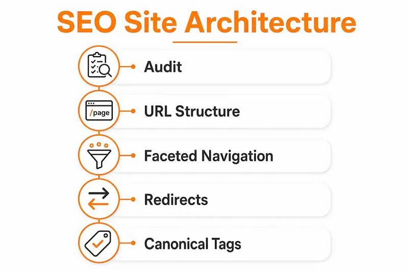 Infographic showing SEO site architecture steps