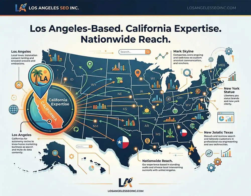 Map illustrating nationwide search marketing coverage across the United States