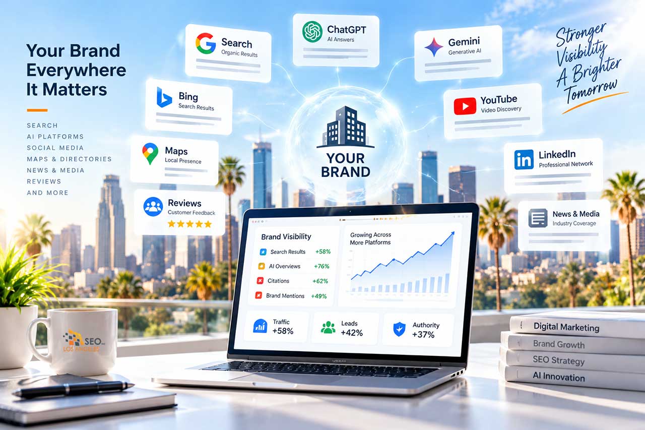 AI SEO brand authority signals across search, AI platforms, maps, reviews, social media and industry sources