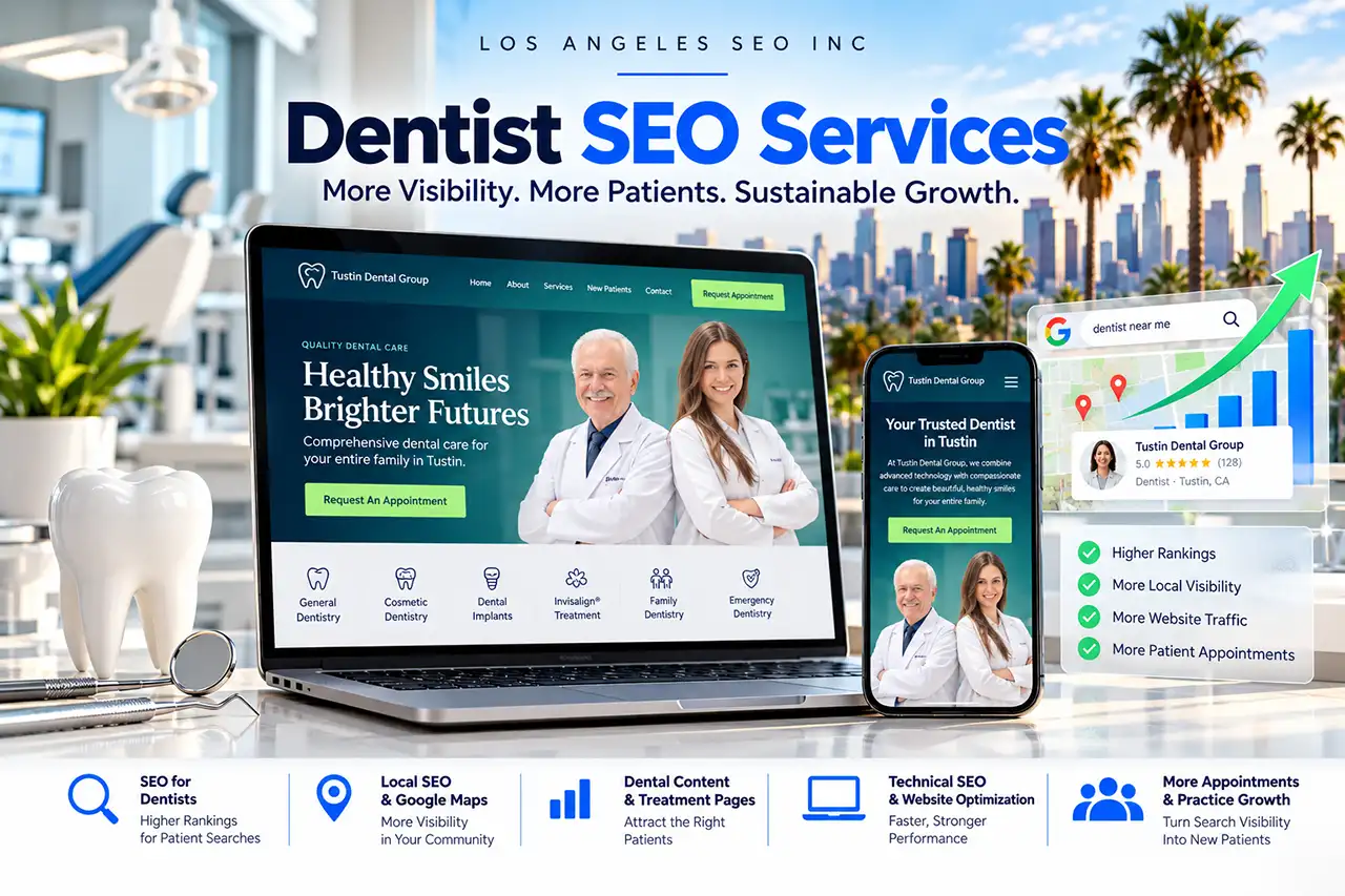 Dentist SEO services featuring dental practice search visibility, local SEO, Google Maps and website optimization