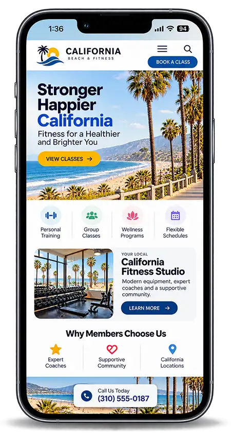Mobile website designed for SEO and conversions for a California business